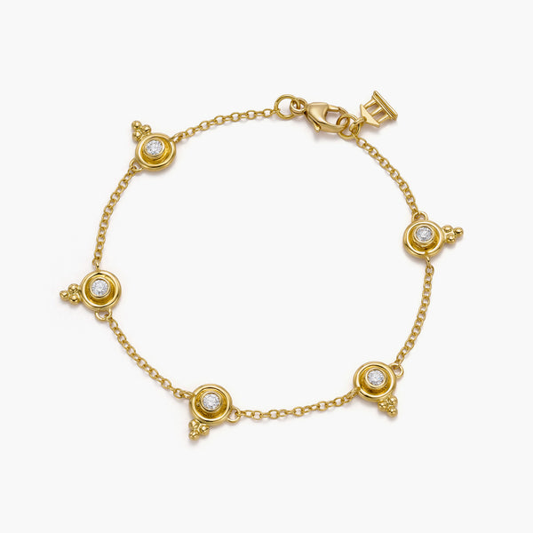18K Five Diamond Temple Bracelet