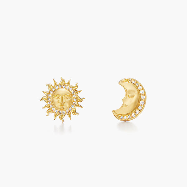 18K Sole Luna Post Earrings