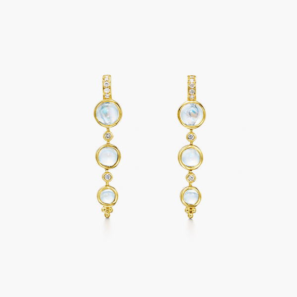 18K Triple Lunar Drop Earrings