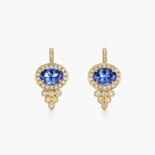 18K Halo Oval Earrings
