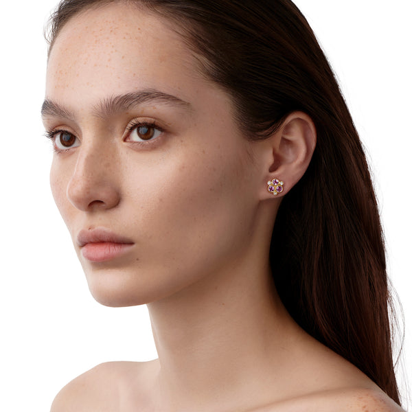 18K Pink Sapphire Trio Earrings