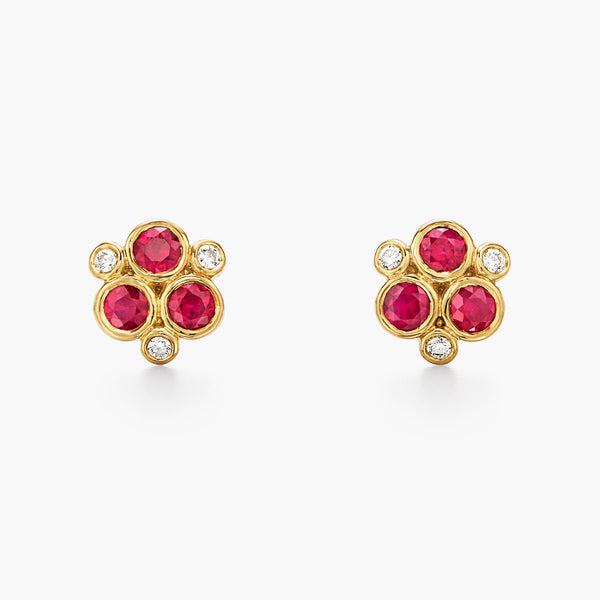 18K Ruby Trio Earrings