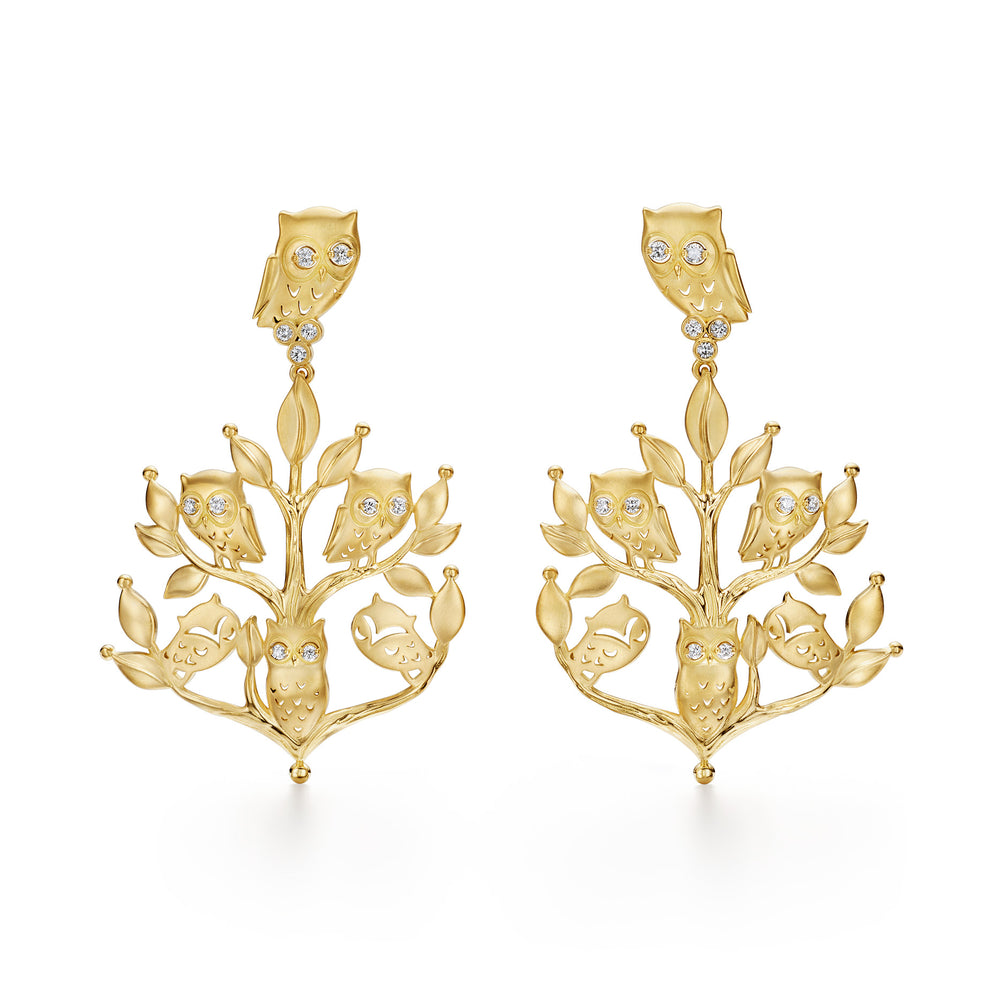 18K Owlwood Earrings