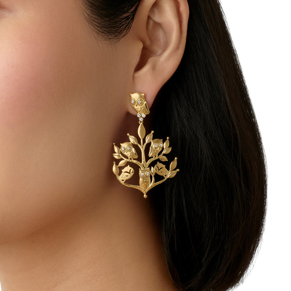 18K Owlwood Earrings