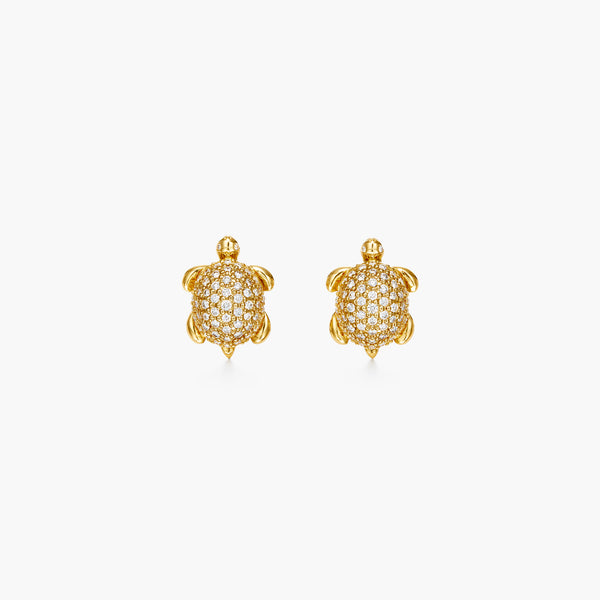 18K Diamond Turtle Earrings