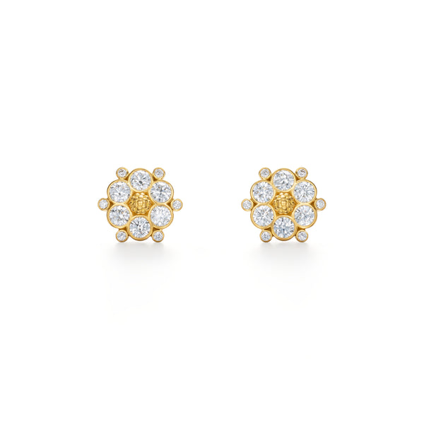 18K Diamond Flower Post Earring