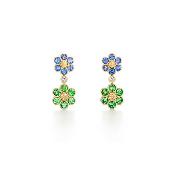 18K Double Flower Drop