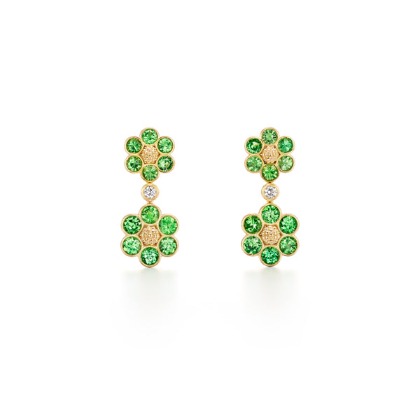 18K Double Flower Drop