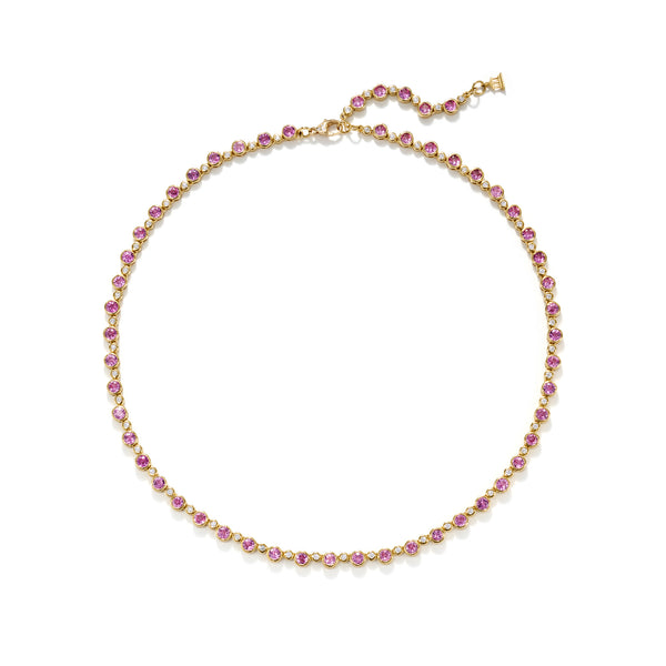 18K Pink Sapphire Eternity Necklace