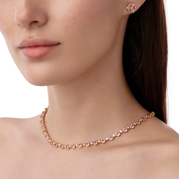 18K Pink Sapphire Eternity Necklace