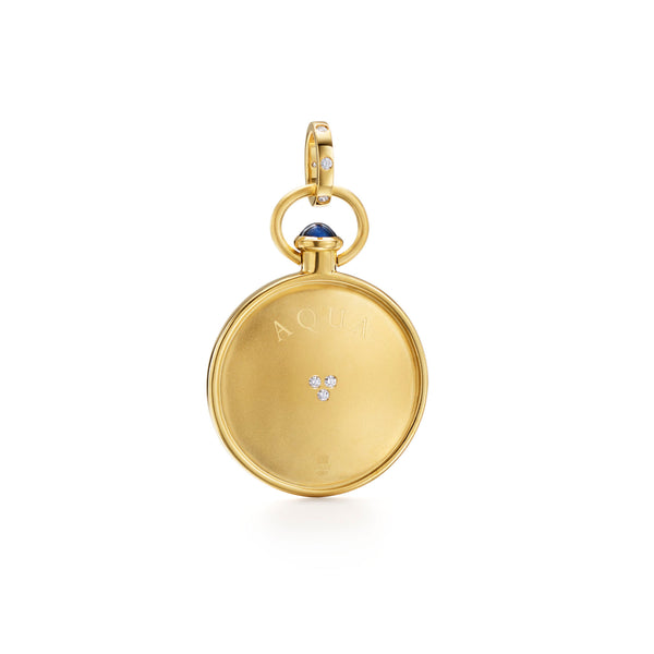18K Blue Sapphire Dolphin Pendant