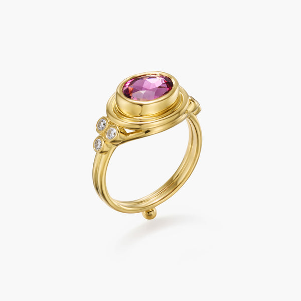 18K Pink Tourmaline Temple Ring