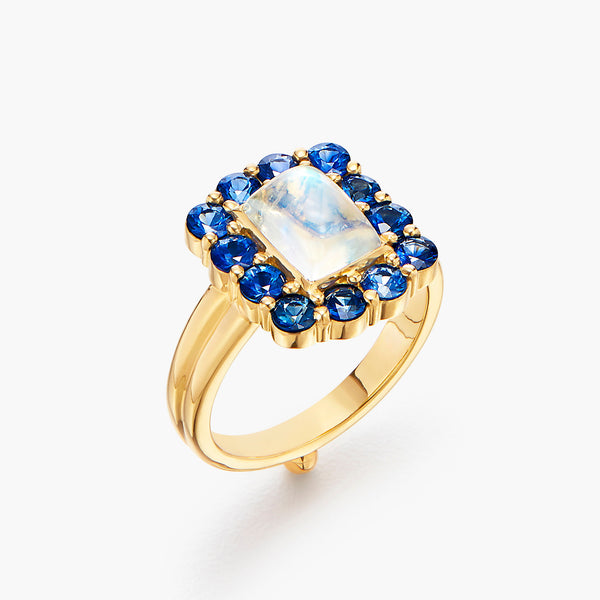 18K Blue Moonstone Color Theory Ring