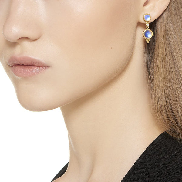 18K Moon Drop Earrings