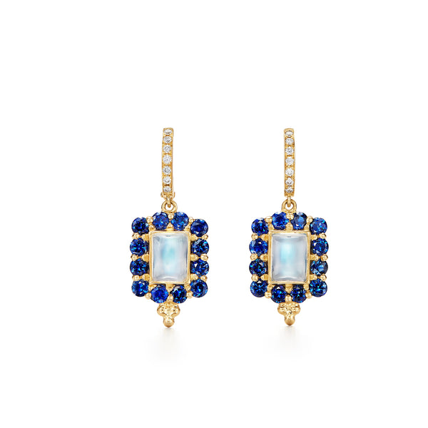 18K Blue Moonstone & Sapphire Color Theory Earrings